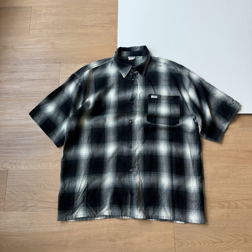 Vintage Plaid Button Up Shirt Mens 3XL Black Grey 90s Made in USA 90s CalTop